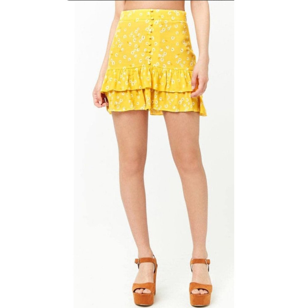 Forever 21 Calla Lily Print High-low Skirt Small